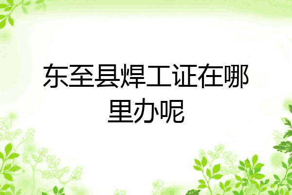 东至县焊工证在哪里办呢