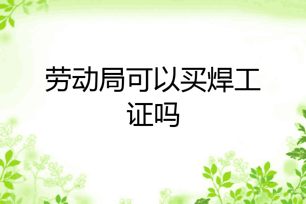 劳动局可以买焊工证吗