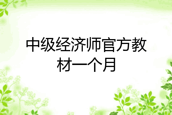 中级经济师官方教材一个月