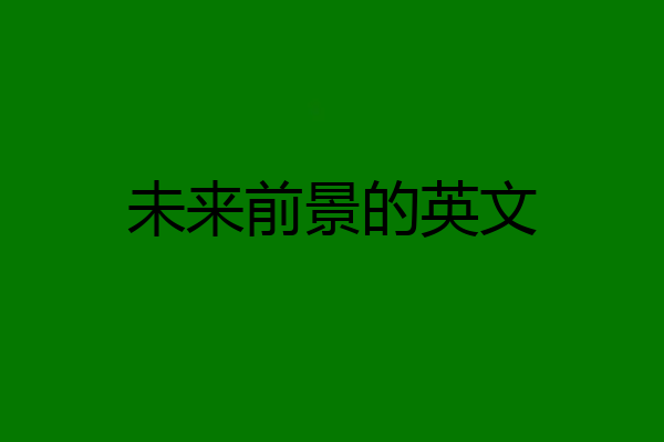未来前景的英文