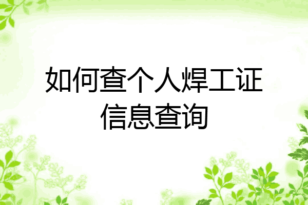如何查个人焊工证信息查询