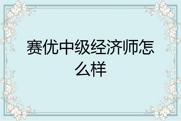 赛优中级经济师怎么样