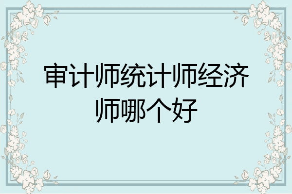 审计师统计师经济师哪个好