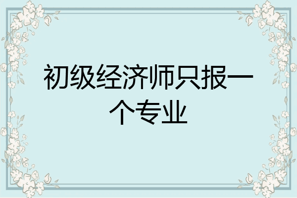 初级经济师只报一个专业