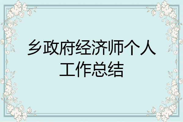 乡政府经济师个人工作总结