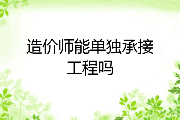 造价师能单独承接工程吗