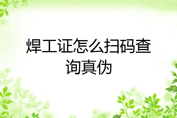 焊工证怎么扫码查询真伪