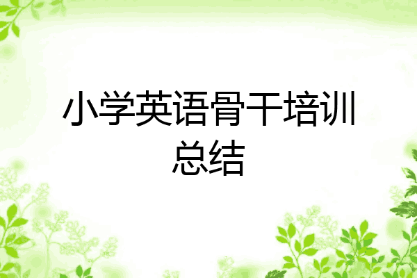 小学英语骨干培训总结