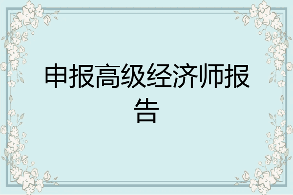申报高级经济师报告