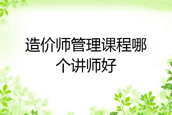 造价师管理课程哪个讲师好