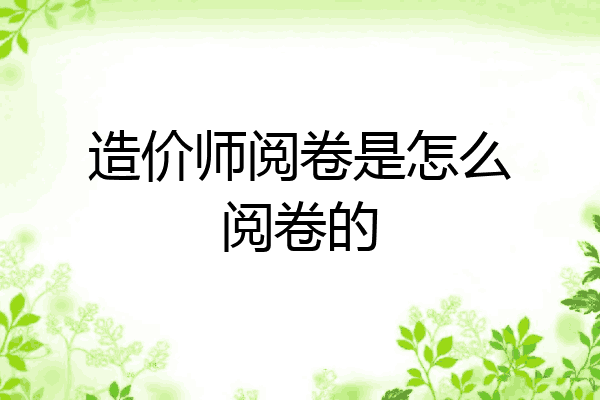 造价师阅卷是怎么阅卷的
