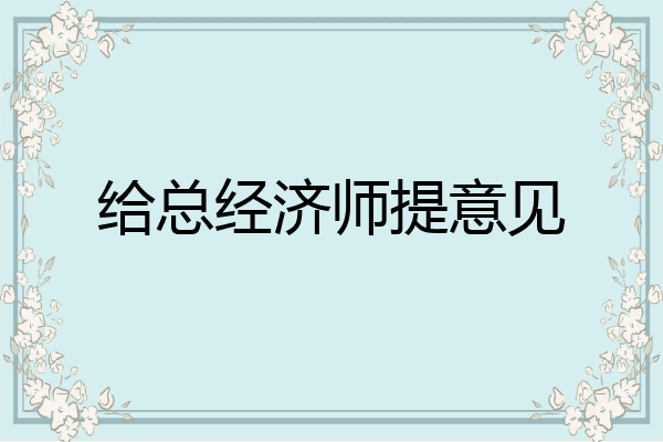 给总经济师提意见
