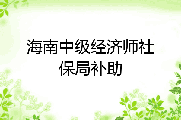 海南中级经济师社保局补助