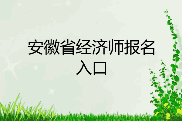 安徽省经济师报名入口