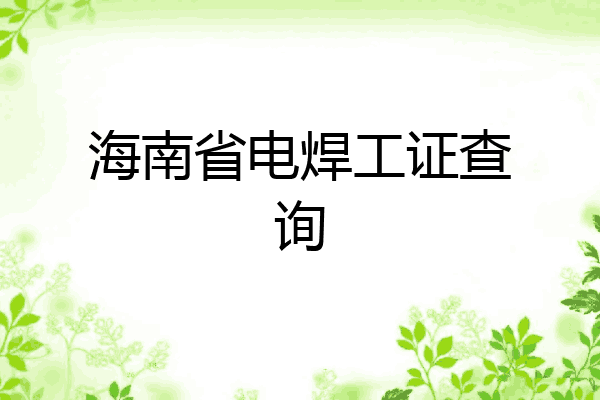 海南省电焊工证查询