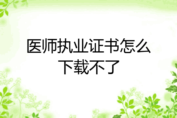医师执业证书怎么下载不了