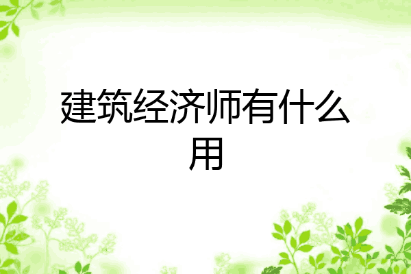建筑经济师有什么用