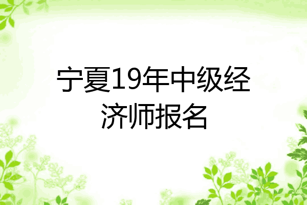 宁夏19年中级经济师报名