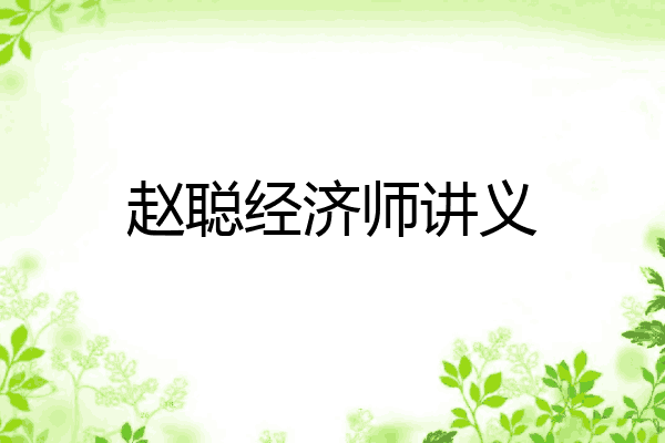 赵聪经济师讲义