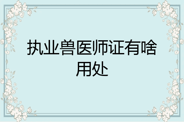 执业兽医师证有啥用处