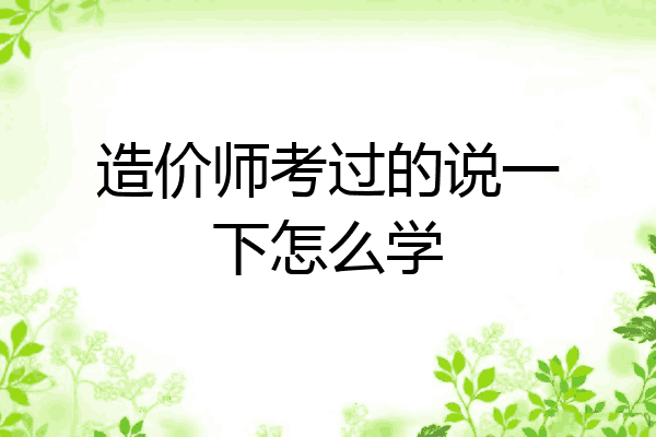 造价师考过的说一下怎么学