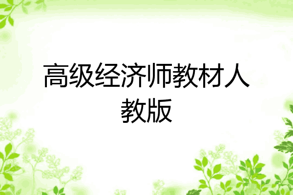 高级经济师教材人教版