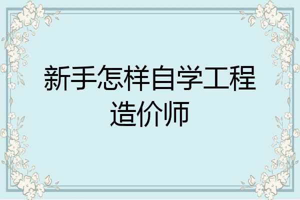 新手怎样自学工程造价师