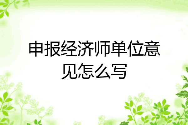 申报经济师单位意见怎么写