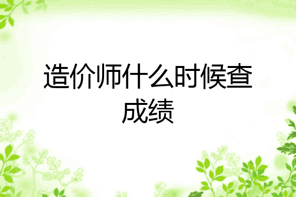 造价师什么时候查成绩