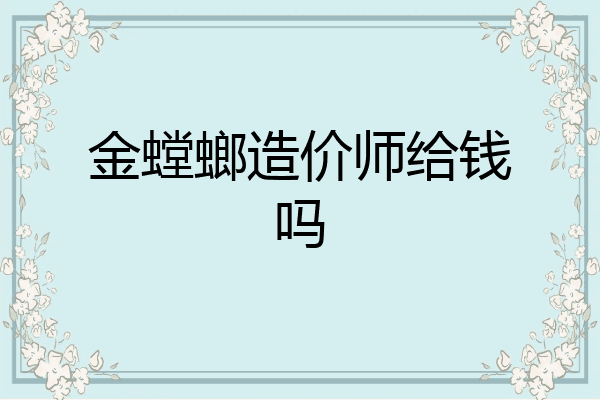 金螳螂造价师给钱吗