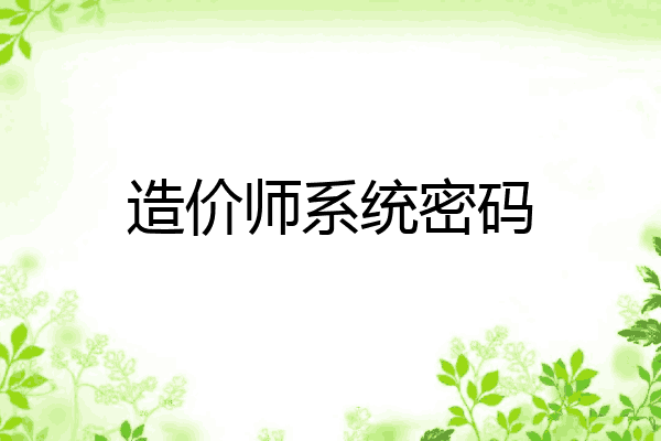 造价师系统密码