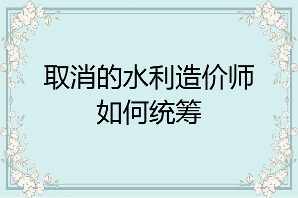 取消的水利造价师如何统筹