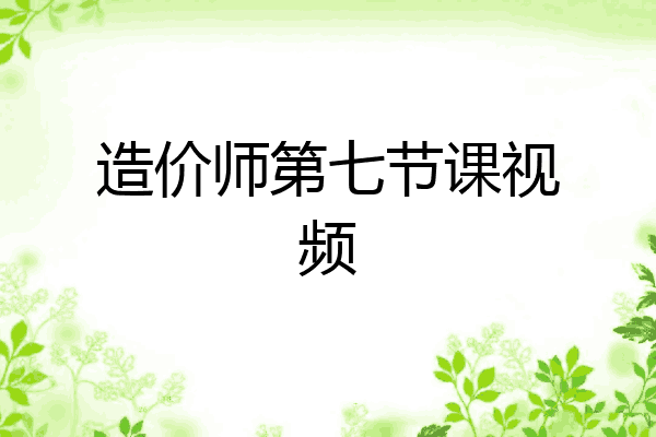 造价师第七节课视频