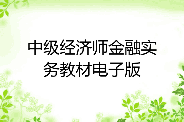 中级经济师金融实务教材电子版