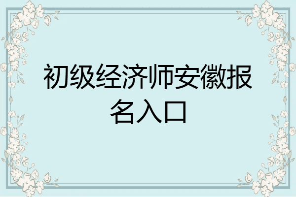 初级经济师安徽报名入口