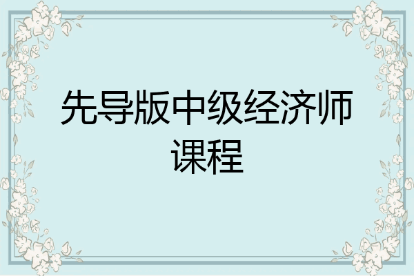 先导版中级经济师课程