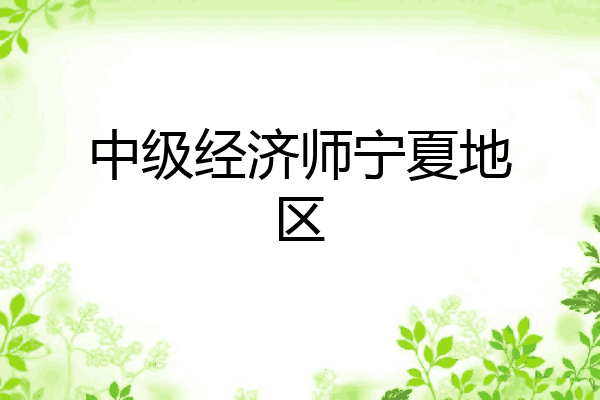中级经济师宁夏地区