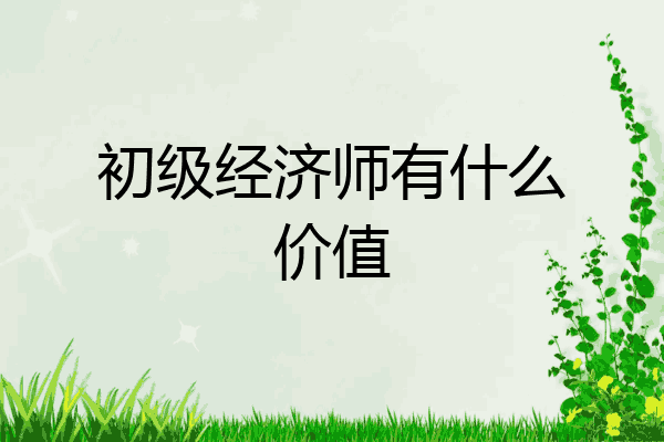初级经济师有什么价值