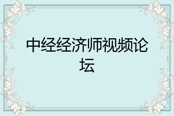 中经经济师视频论坛