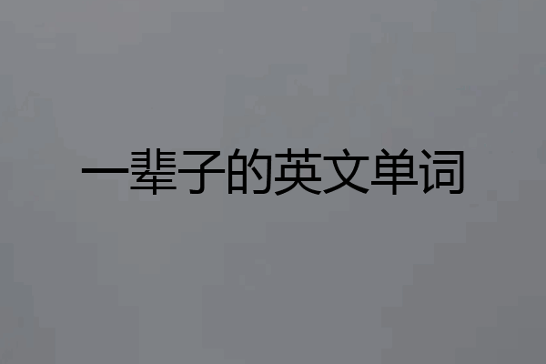 一辈子的英文单词