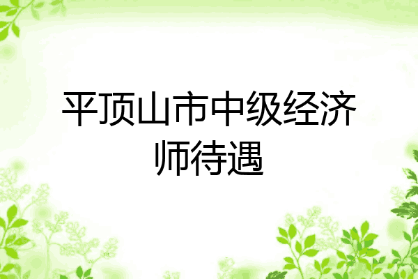 平顶山市中级经济师待遇