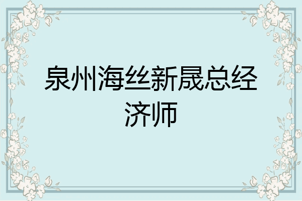 泉州海丝新晟总经济师