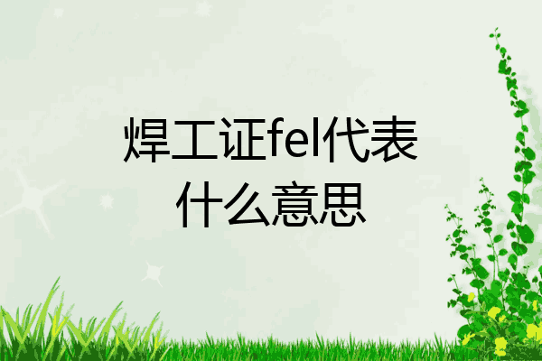 焊工证fel代表什么意思