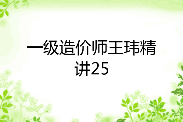 一级造价师王玮精讲25