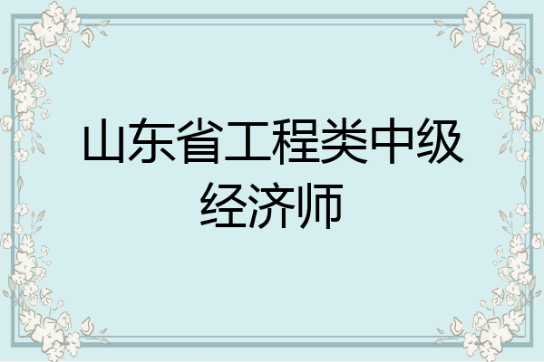 山东省工程类中级经济师