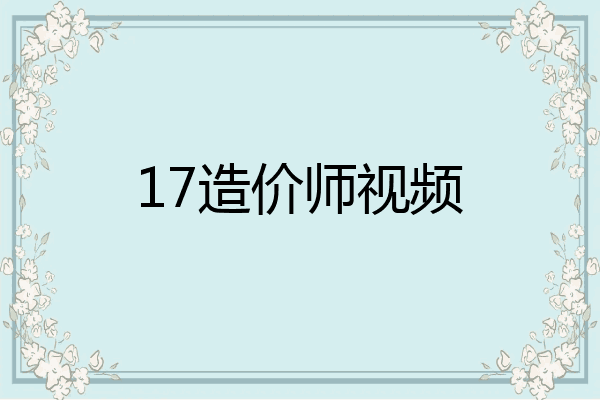 17造价师视频