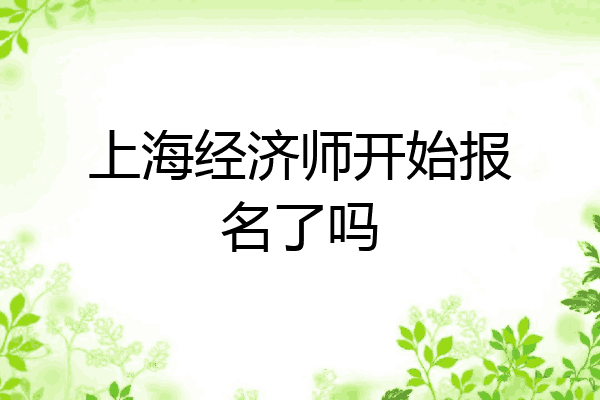上海经济师开始报名了吗