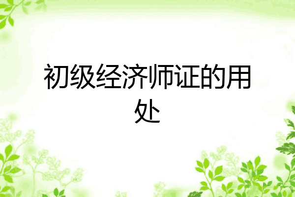 初级经济师证的用处