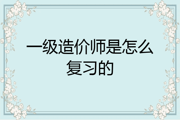 一级造价师是怎么复习的