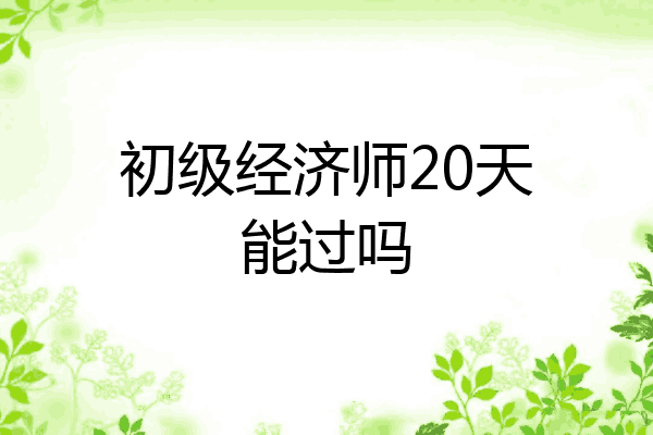 初级经济师20天能过吗